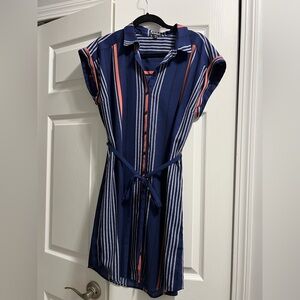Striped Navy and Pink Shirt Dress